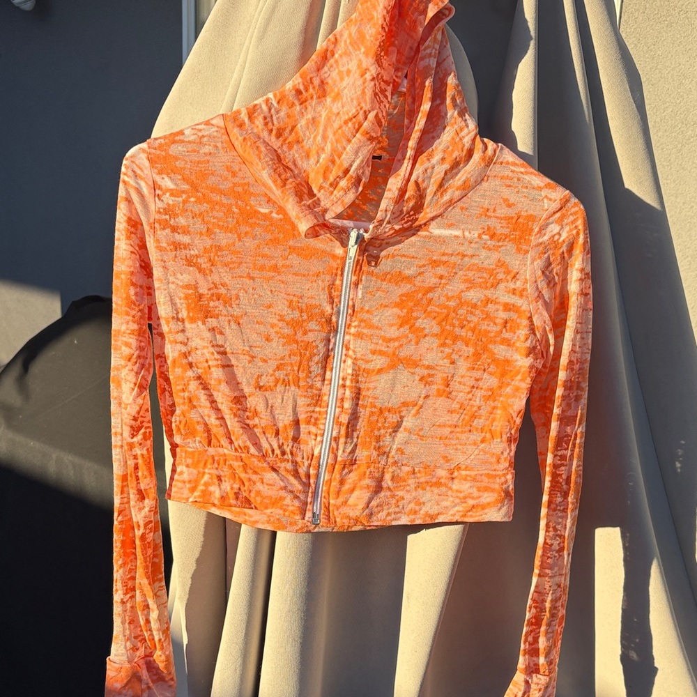 Vibrant Orange Women's Crop Top with Zip